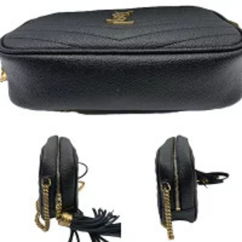 Saint Laurent Lou Black Leather Fringe Chain Shoulder Bag - Picture 4 of 4